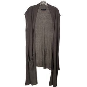 🤍 Bryn Walker Linen Gray Tan Lagenlook Duster Vest | Womens M